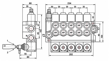 MANUEL DISTRIBUTEUR HYDRAULIQUE MONOBLOC 5xZ50