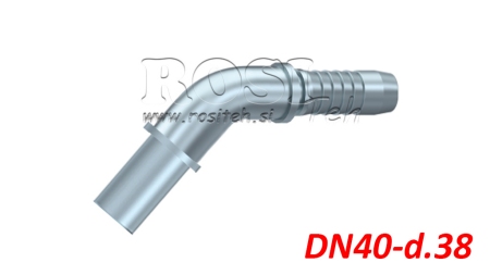 HIDRAVLIČNI PRIKLJUČEK CEVNI PREHOD KOLENO 45° DN40-d.38