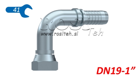 HYDRAULISK FORBINDELSE BSP HUN ELBOW 90° DN19-1