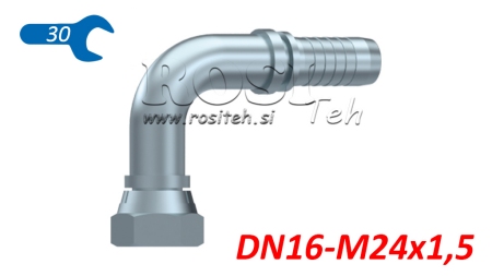 HYDRAULISK TILKOBLING BSP HUNN ELBOW 90° DN16-M24X1,5