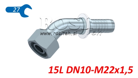 HYDRAULIC FITTING DKOL 15 L FEMALE ELBOW 45 DN10-M22X1.5