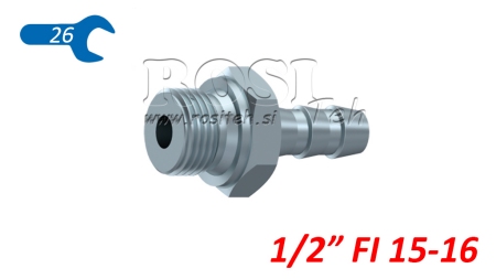 HYDRAULISCHE MANNELIJKE AANSLUITING 1/2 VOOR RUBBER SLANG Φ 15-16
