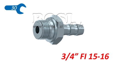 HIDRAULIČNI PRIKLJUČAK MUŠKI 3/4 ZA GUMENO CRIJEVO FI 15-16