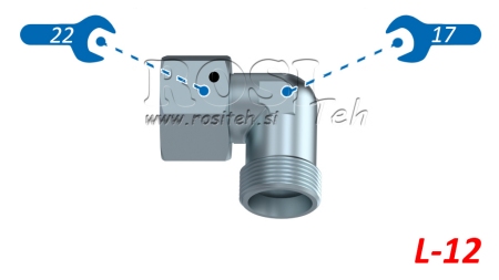 HIDRAULIKUS 90°-OS KÖNYÖK L-12 FORGÓ HOLLANDI ANYÁVAL M18X1,5