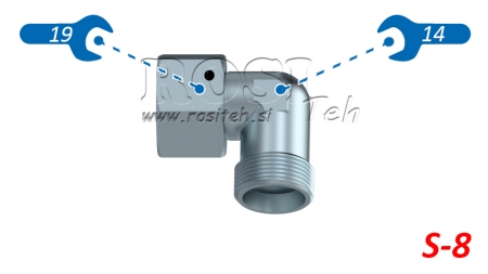 HIDRAULIČNI KOLJENO 90° S-8 S OKRETNOM MATICOM M16X1,5