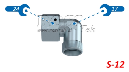 HYDRAULIC 90° ELBOW S-12 WITH SWIVEL NUT M20X1,5