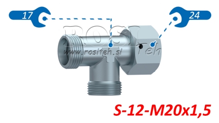HIDRAVLIČNI T KOM S-12 Z VRTLJIVO MATICO STRANSKO M20x1,5