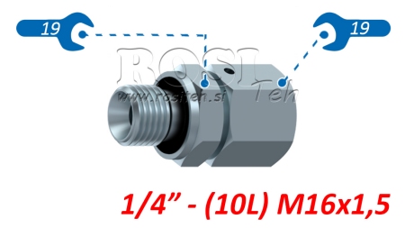 HIDRAVLIČNI UVOJNI VIJAČNI SPOJ AOVR ED BSP1/4 - (10L) M16x1,5