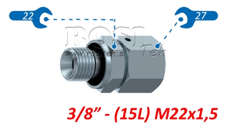 HIDRAVLIČNI UVOJNI VIJAČNI SPOJ AOVR ED BSP3/8 - (15L) M22x1,5