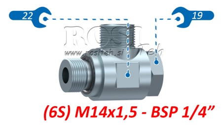 HIDRAVLIČNI VRTLJIVI KOTNI  PRIKLJUČEK SWVE (6S) M14x1,5 - BSP1/4
