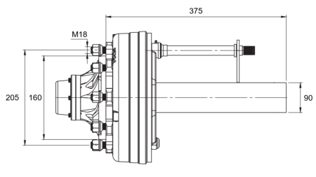 ПОЛУОСКА СЪС СПИРАЧКИ - 5250 kg (6 ВИНТА) - 290 mm