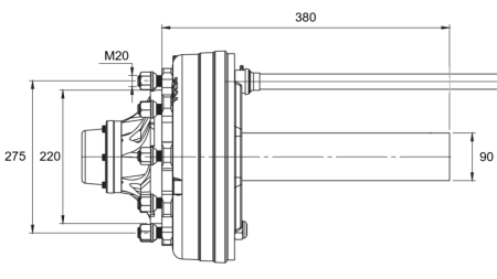 POLOOSA S BRZDAMI - 5000 kg (8 ŠROUBŮ) - 380 mm