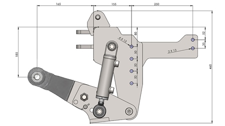 UNIVERSAL KIT FRONT HYDRAULICS CAT. 1 - PROFI STANDARD FOR TRACTOR 800 KG (RAL OF YOUR CHOICE)