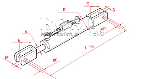 HYDRAULIC SIDE LINK - HURLIMANN 70/35MIN.550 TYPE (1) Φ 24/