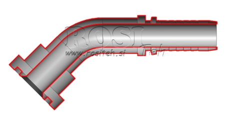 HYDRAULIC FITTING KOMATSU ELBOW 45° DN16MM-FLANGE D5/8