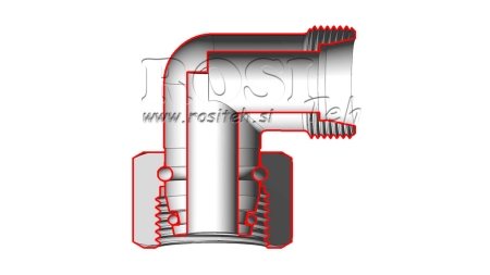 HIDRAVLIČNO KOLENO 90° L-22 Z VRTLJIVO MATICO M30x2