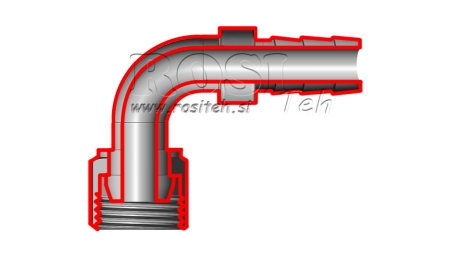 RACCORD FEMALE HYDRAULIQUE 1/2 COUDE 90° POUR DURITE EN CAOUTCHOUC Φ 15-16