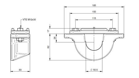UCHWYT DO CYLINDRA TELESKOPOWEGO FI50-A
