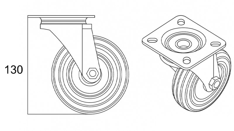 KOŁO 100mm Z OBROTOWĄ PODSTAWĄ