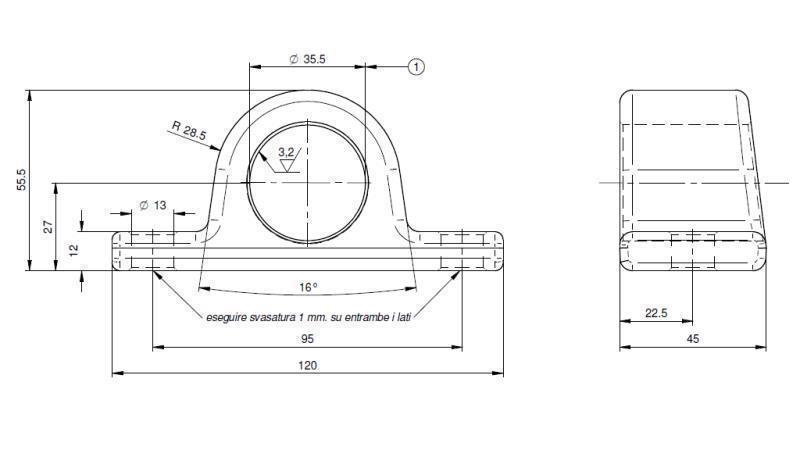 PORTA PER CILINDRO TELESCOPICO FI35