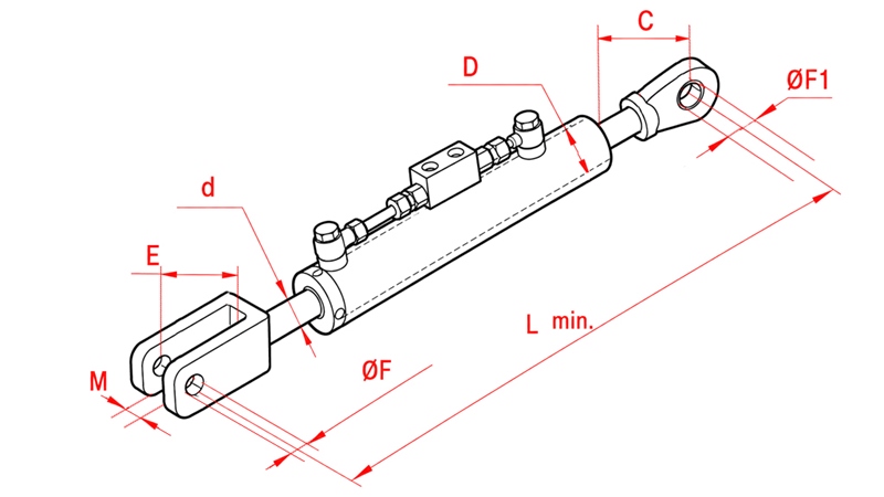 HYDRAULIC SIDE LINK - LAMBORGHINI 60/30MIN.480 TYPE (2) Φ 25.4/24.5
