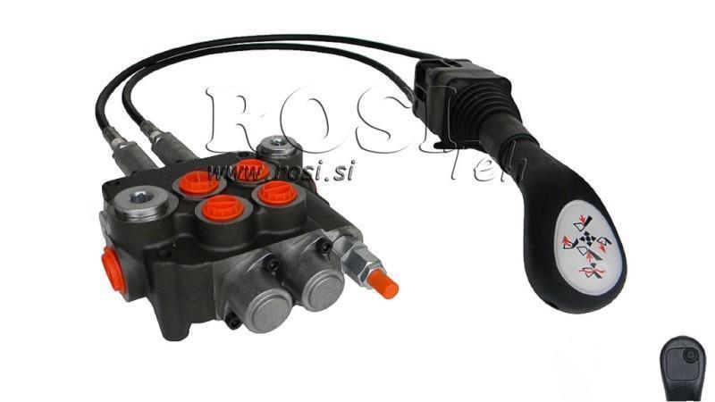 JOYSTICK 1x BUTON CU PULĂ 2 m ȘI VALVĂ HIDRAULICĂ 2xP80 l.