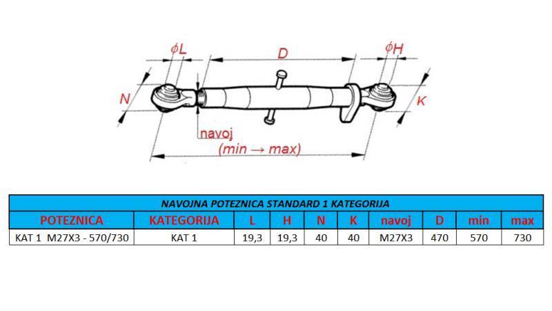 TRAUKKIMEN LANGAN VETÄMISLAITE KAT 1 M27X3 - 570/730 ECO