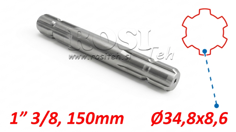 P.T.O. ADAPTER 13/8 BEGGE SIDENE L=200