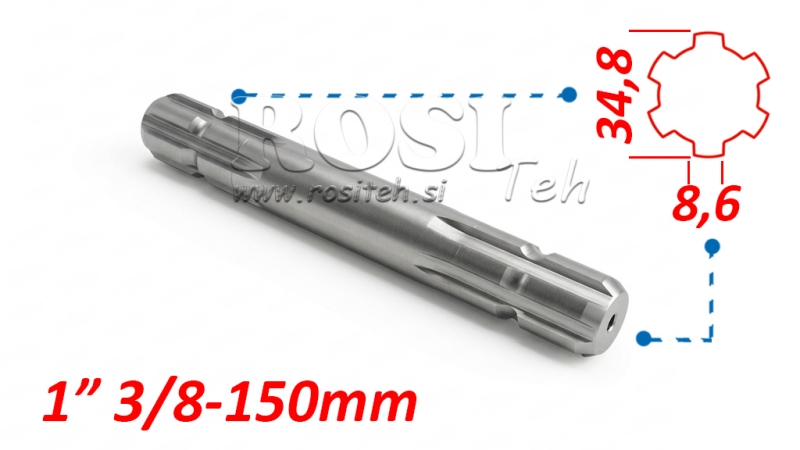 P.T.O. ADAPTER 13/8 BEGGE SIDENE L=150
