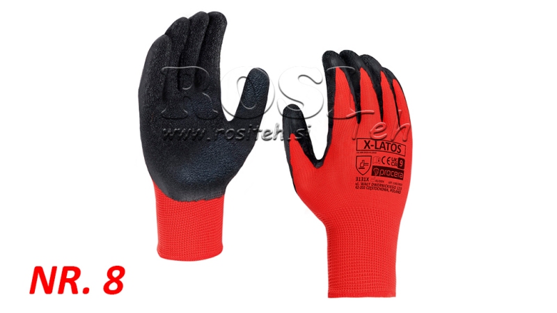 GUANTES RECUBIERTOS DE LÁTEX - TAMAÑO 8