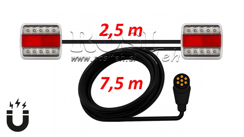 LED MAGNETISKĀS GAIŠAS KOMPLEKTS AR KABELI 7.5M+2.5M