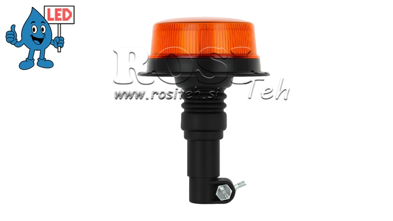 Lot 2 Gyrophares Orange Rotatifs 12V 24V Sur Hampe Flexible - Ampoules Halogènes