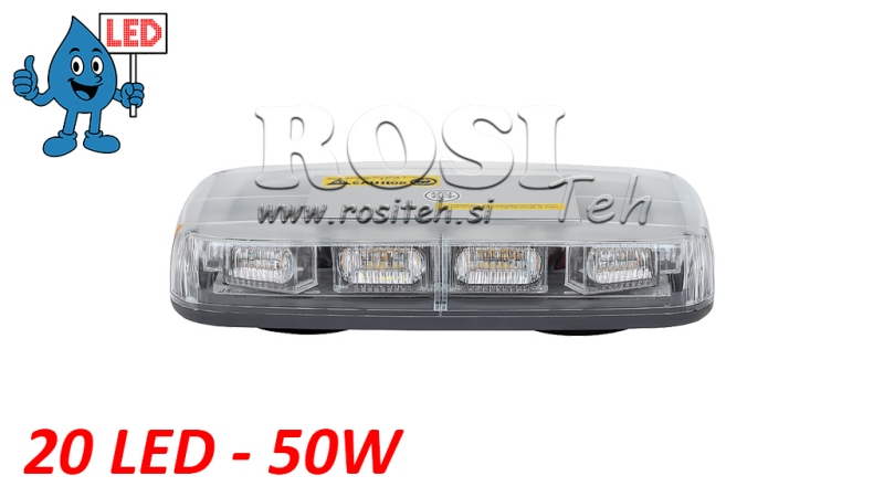 LED MAGNETISKĀ STROBOSKOPISKĀ ROTĒJOŠĀ Gaisma 20 LED 50W 12V-24V