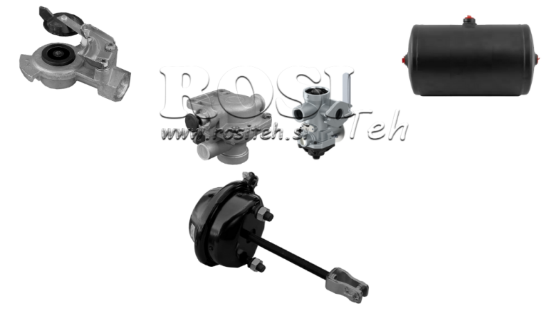 SET OF AIR BRAKES FOR TRAILER COMPLETE SINGLE CIRCULAR SYSTEM 1 CYLINDER