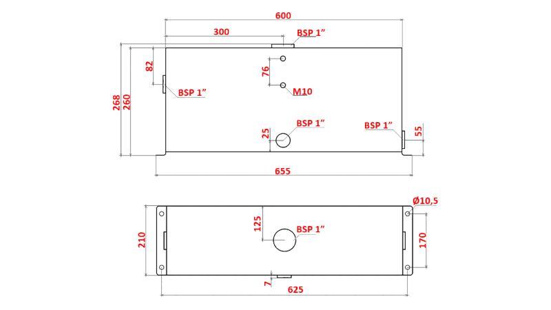 METAL OIL TANK 25 LITER CUBE 260x210x600mm SET WITH ACCESSORIES