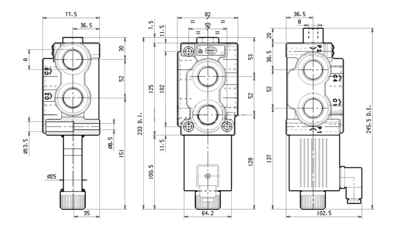 VANNE 6 VOIES 3/4 (6/2) 12V - 140LIT