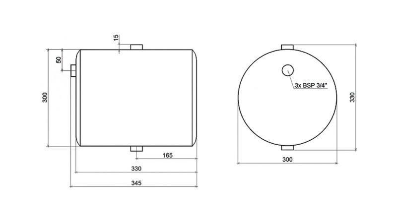 METĀLA TVERTNE 20 LITRI APAĻA DIAMETRA 300mm - AUGSTUMS 340mm