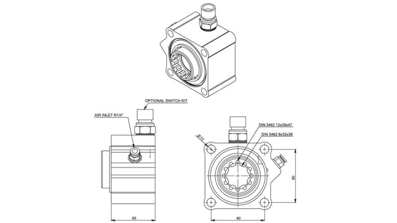 Dimensions HYDRAULIC PUMP DRIVE - ZF ALUMINIUM WITH SWITCH