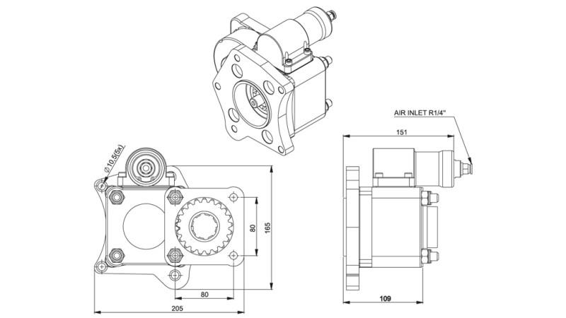 Dimensiuni IESIRE PENTRU POMPA HIDRAULICA - MERCEDES 352-2
