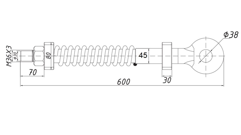 DAMPING SWIVEL TOWING HOOK WITH SPRING fi45 6,500kg