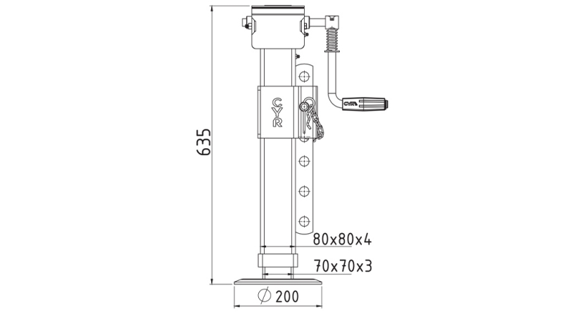 REGULĒJAMĀ VĪTŅOTĀ ATBALSTA KĀJA 380mm - 4.000kg
