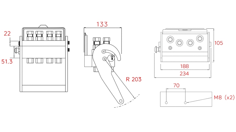 MULTI-FASTER COUPLING SIGMA 4WAY 22×1.5 FIXED PART (ONE LEVER)