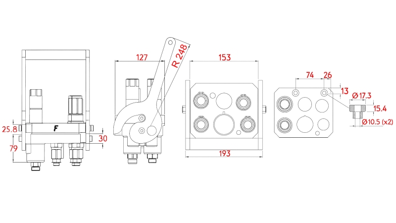 CUPLĂ MULTI-FASTER 3PLV 5CĂI BSP 3×3/8 2×9/16 PARTE FIXĂ