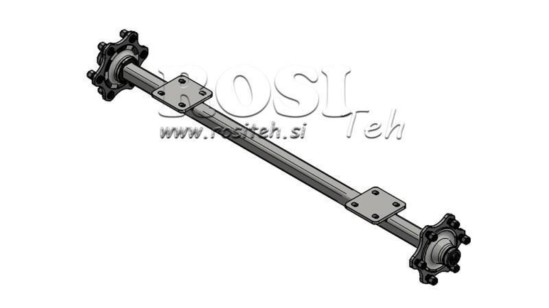 AS VOOR AANHANGER 1800 kg ZONDER REMMEN (1460 mm) met bevestigingsplaat