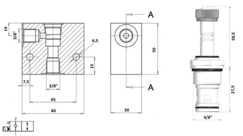 2-VEGS VENTIL 3/8 (NC) 24V - 40lit