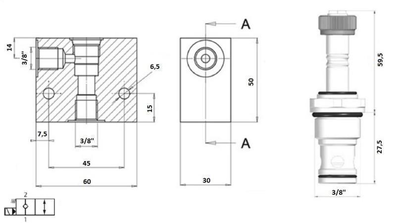 2 potni ventil 3/8 (NC) 24V - 40lit