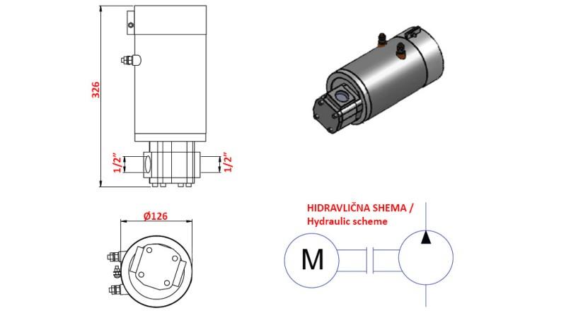 HIDRAVLIČNI SKLOP ČRPALKE GR.1   ELEKTRO MOTOR 12V 3kW
