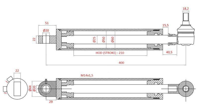 HYDRAULISK STYRNINGSCYLINDER FIAT-NEW HOLLAND OEM-5189888