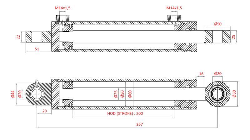 HIDRAVLIČNI VOLANSKI CILINDER FIAT-NEW HOLLAND OEM-5142046, 5142052, 5142054, 5143971, 5156717