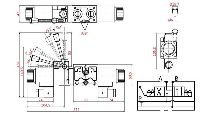 VÁLVULA HIDRÁULICA MANUAL E ELETROMAGNÉTICA YEAT-MONTAGEM 12V N6